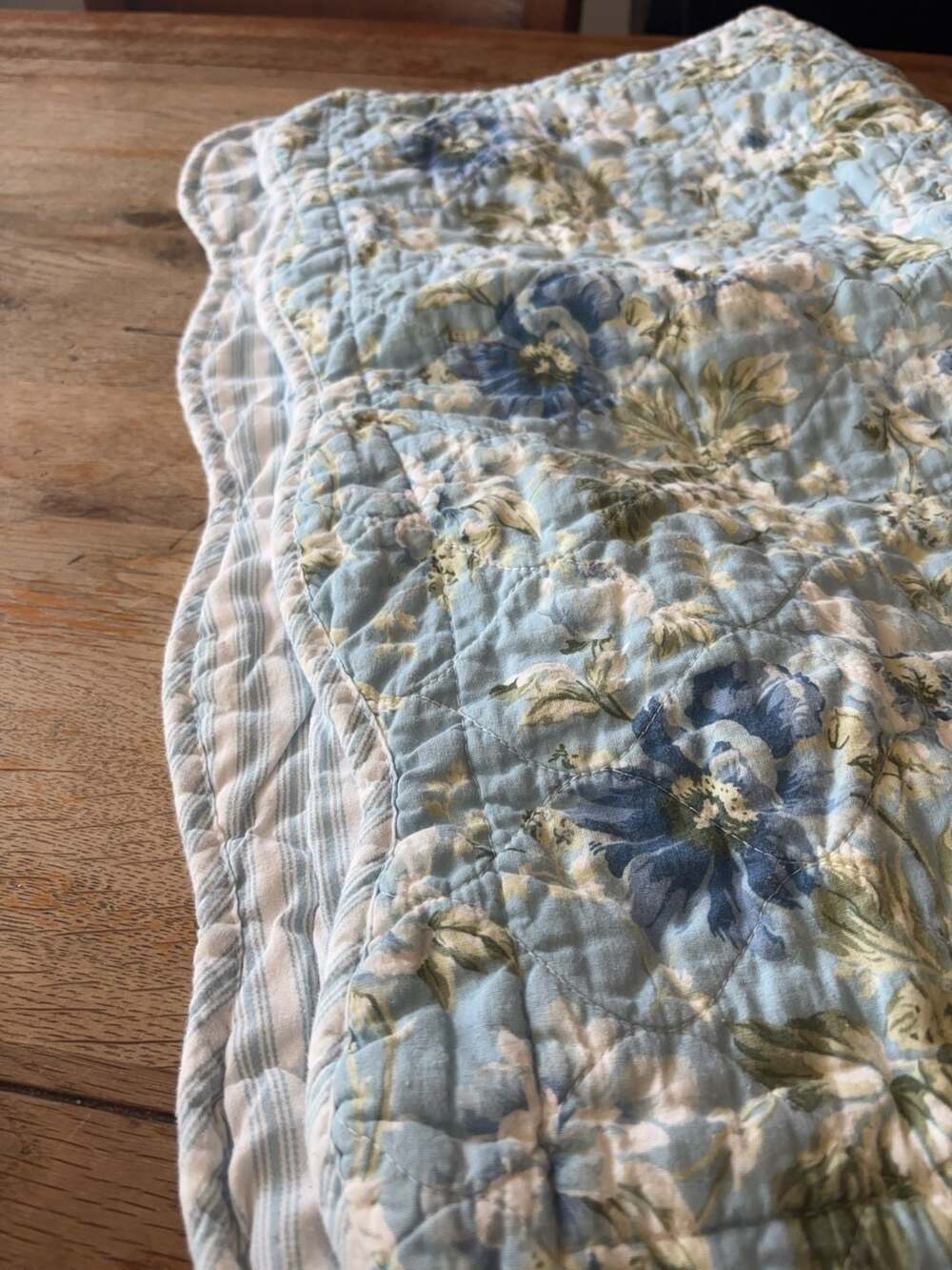 Laura Ashley Floral Quilted Pillow Sham Blue White - Picture 9 of 9